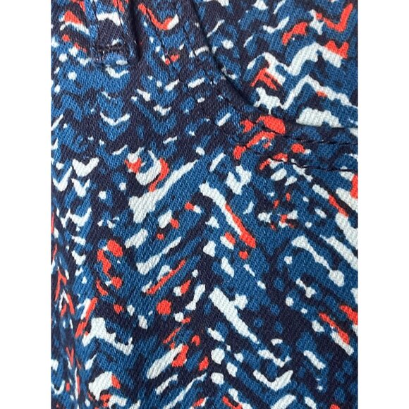 Levi’s Printed Denim Cutoff Shorts Size 12 Blue Orange Pattern Summer Casual - Picture 5 of 9